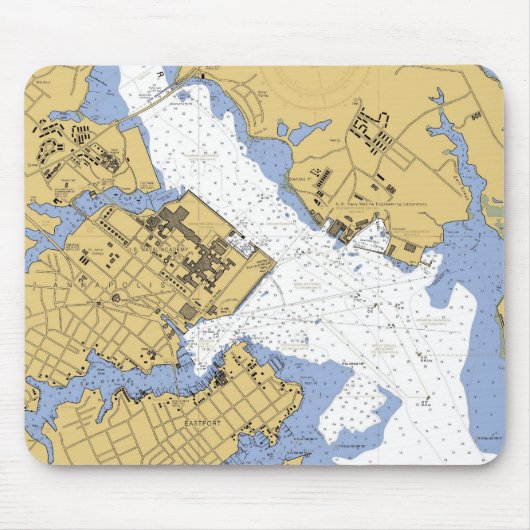 Annapolis MD Nautical Harbor Chart Mousepad Muismat (Voorkant)