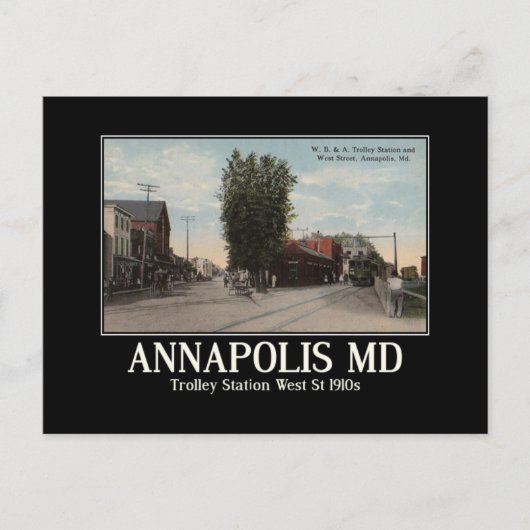Annapolis MD trolleystation,  geïnspireerd Briefkaart (Voorkant)