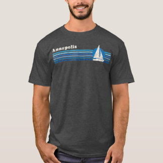Annapolis MD Vintage 80s Zeilboot Zonsondergang T-shirt