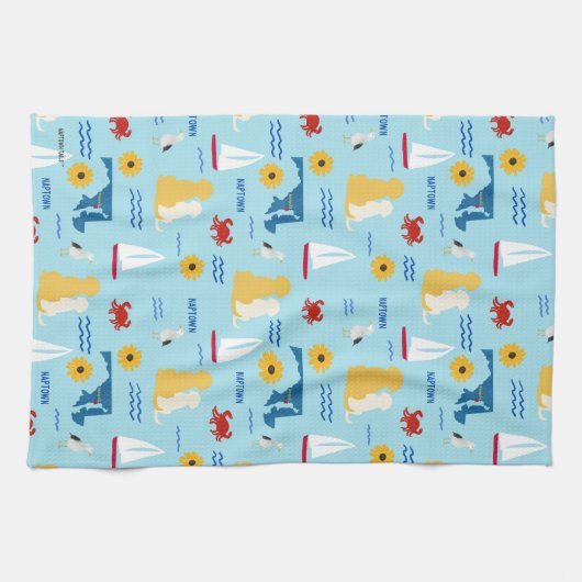 Annapolis (Naptown) Pups Zomerse keukenhanddoek (Horizontaal)