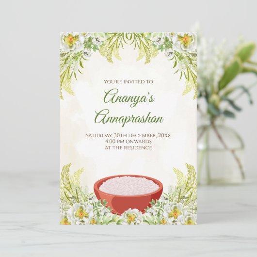 Annaprasan uitnodiging & Annaprashana ceremonie ka (Staand voorkant)