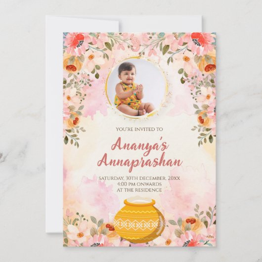 Annaprasanna uitnodiging Afscheid van de borst uit (Voorkant)
