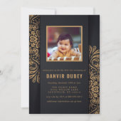 Annaprashan Black Gold Eerste Rijst Ceremonie Foto Kaart (Voorkant)