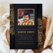 Annaprashan Black Gold Eerste Rijst Ceremonie Foto Kaart