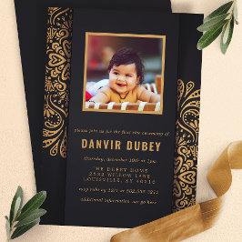 Annaprashan Black Gold Eerste Rijstceremonie Foto Kaart