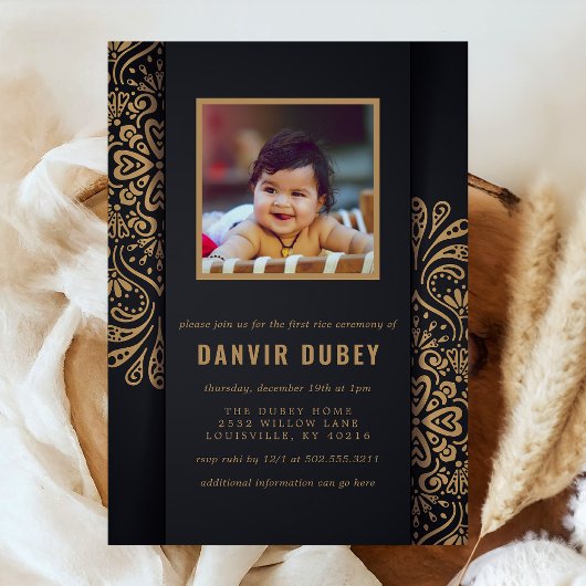 Annaprashan Black Gold First Rice Ceremony Kaart
