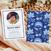 Annaprashan Blauwe Bloemige Eerste Rijstceremonie  Kaart