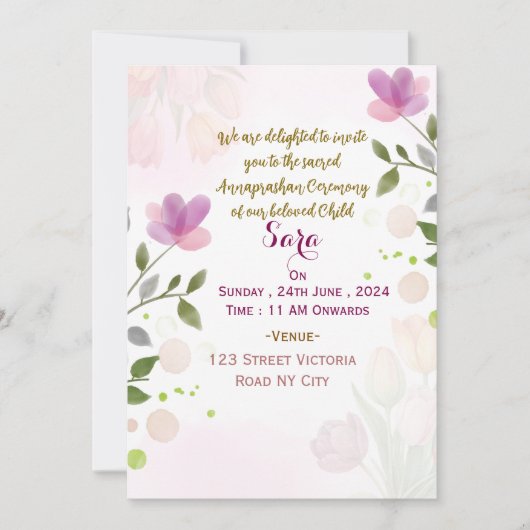 Annaprashan Ceremony Invitations  Kaart (Voorkant)