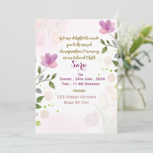 Annaprashan Ceremony Invitations  Kaart (Staand voorkant)