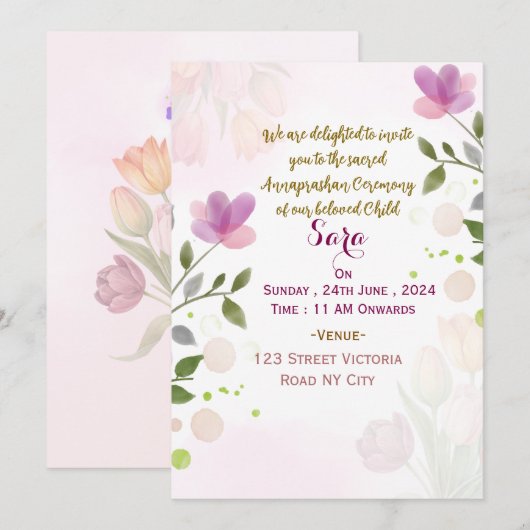 Annaprashan Ceremony Invitations  Kaart (Voorkant / Achterkant)