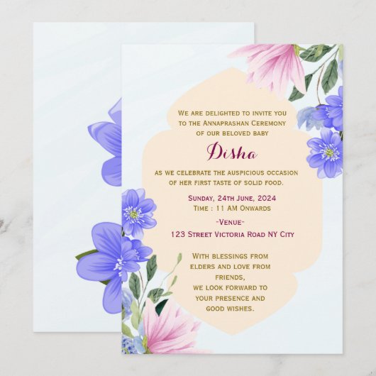 Annaprashan Ceremony Invitations  Kaart (Voorkant / Achterkant)