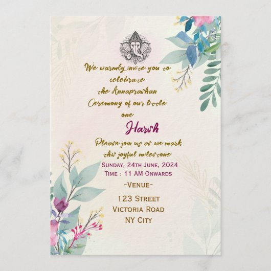 Annaprashan Ceremony Invitations Kaart (Voorkant)
