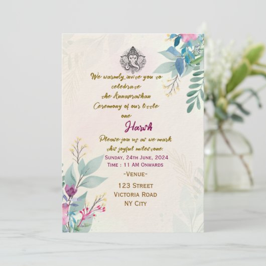 Annaprashan Ceremony Invitations Kaart (Staand voorkant)