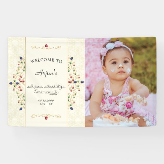 Annaprashan eerste rijst ceremonie foto welkom spandoek (Horizontaal)