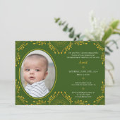 Annaprashan Eerste Rijst Ceremonie Groen Goud Foto Kaart (Staand voorkant)