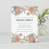 Annaprashan First Rice Ceremony Paisley Floral Kaart (Staand voorkant)