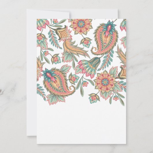 Annaprashan First Rice Ceremony Paisley Floral Kaart (Achterkant)