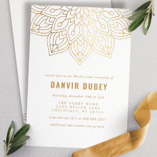 Annaprashan Gold White Mandala First Rice Ceremony Kaart