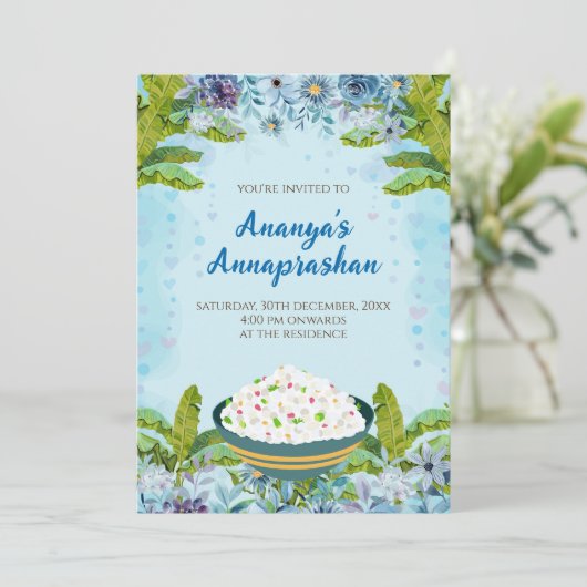 Annaprashan nodigt & Digital Rice ceremonie uit Kaart (Staand voorkant)