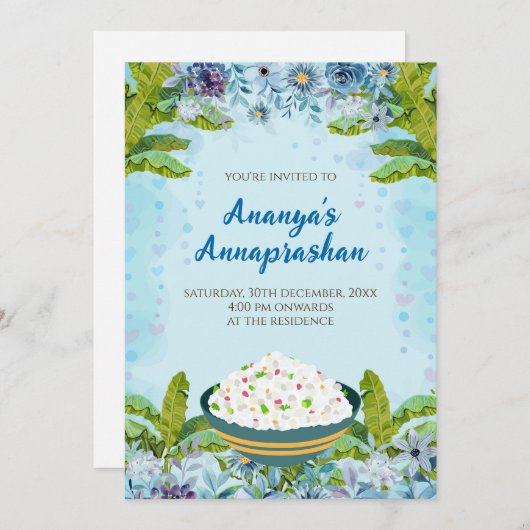 Annaprashan nodigt & Digital Rice ceremonie uit Kaart (Voorkant / Achterkant)