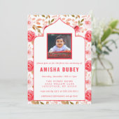 Annaprashan Waterverf Floral First Rice Ceremony Kaart (Staand voorkant)