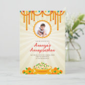 Annaprashana ceremonie uitnodigingen & Pasni uitno (Staand voorkant)