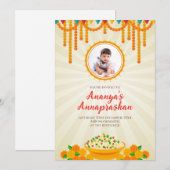 Annaprashana ceremonie uitnodigingen & Pasni uitno (Voorkant / Achterkant)