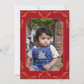 Annaprashana eerste rijst rood goud bloemen foto kaart (Achterkant)