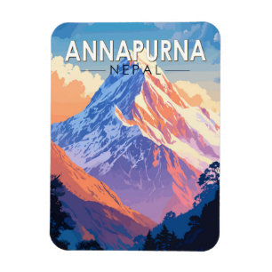 Annapurna Nepal Travel Art Vintage Magneet