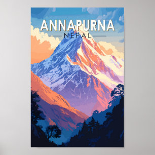 Annapurna Nepal Travel Art Vintage Poster