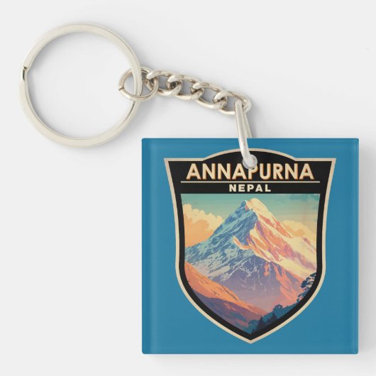 Annapurna Nepal Travel Art Vintage Sleutelhanger (Voorkant)