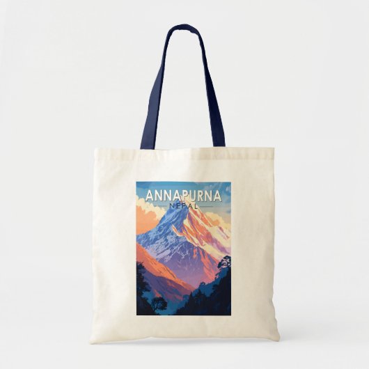Annapurna Nepal Travel Art Vintage Tote Bag (Voorkant)