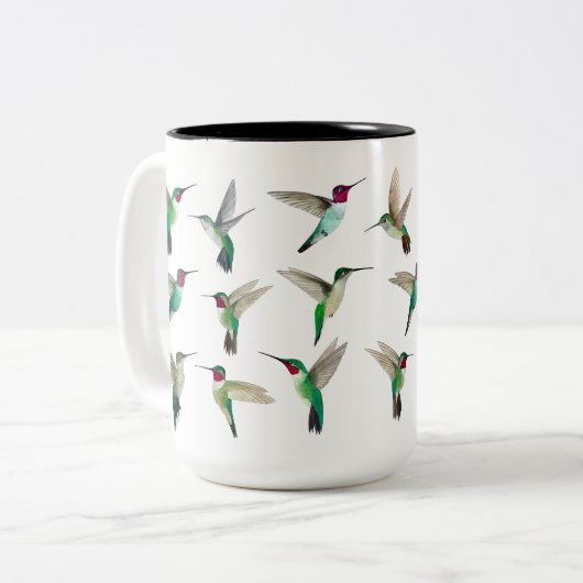 Anna's en Broad-tailed Hummingvogels Tweekleurige Koffiemok (Voorkant links)