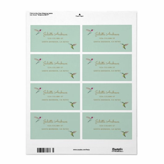 Anna's Hummingbird Address Label (Full Sheet)