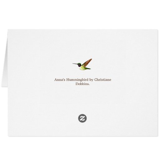 Anna's Hummingbird Birthday Kaart (Achterkant Horizontaal)