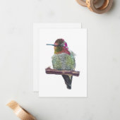 Anna's Hummingbird Briefkaart-stijl Note Kaart Notitiekaartje (Voorkant / Achterkant in situ)