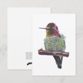 Anna's Hummingbird Briefkaart-stijl Note Kaart Notitiekaartje (Voorkant / Achterkant)