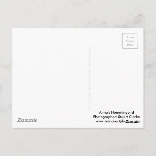Anna's Hummingbird en Fuschia Briefkaart (Achterkant)