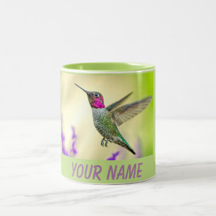 Anna's Hummingbird in Flight Persoonlijke Naam Tweekleurige Koffiemok