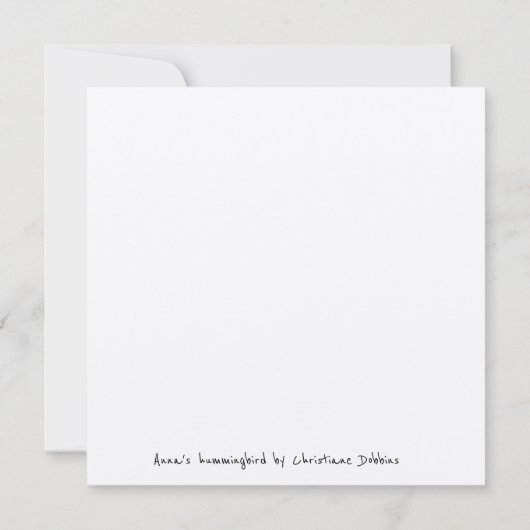 Anna's Hummingbird in vlucht Bedankkaart (Achterkant)