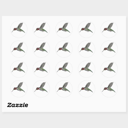 Anna's Hummingbird in vlucht Ronde Sticker (Vel)
