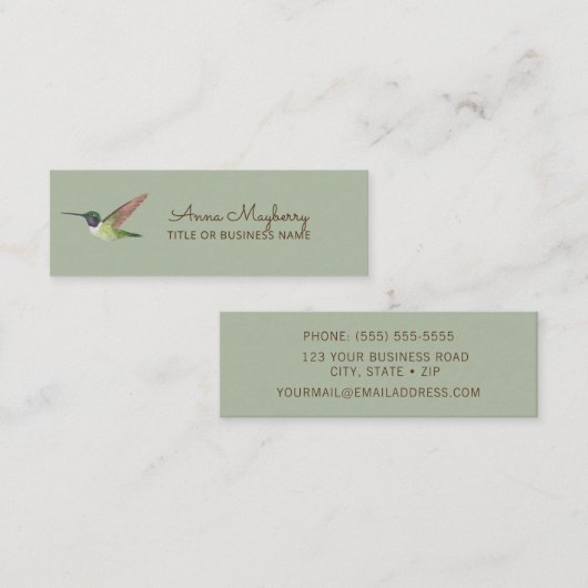 Anna's Hummingbird Mini Visitekaartje (Voorkant / Achterkant)