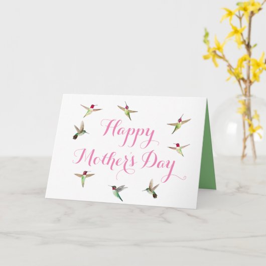 Anna's Hummingbird Moederdag Kaart (Gele Bloem)