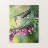 Anna's Hummingbird op de Anise Hyssop Flowers Legpuzzel (Verticaal)