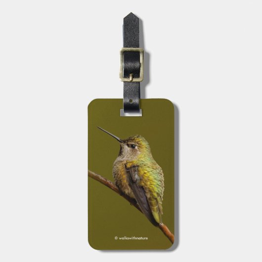 Anna's Hummingbird op de Scarlet Trumpetvine Bagagelabel (Voorkant verticaal)