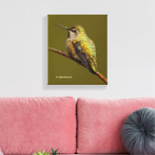 Anna's Hummingbird op de Scarlet Trumpetvine Canvas Afdruk (Insitu (Woonkamer))