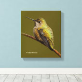 Anna's Hummingbird op de Scarlet Trumpetvine Canvas Afdruk (Insitu (Houten vloer))