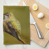 Anna's Hummingbird op de Scarlet Trumpetvine Theedoek (Quarter Fold)