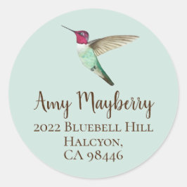 Anna's Hummingbird retouradres Klassieke ronde S Sticker