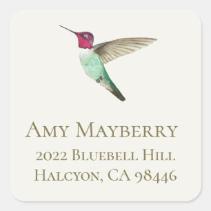 Anna's Hummingbird retouradres Vierkante Sticker